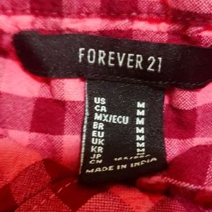 Button up pink and purple flannel crop top shirt, Forever 21 medium